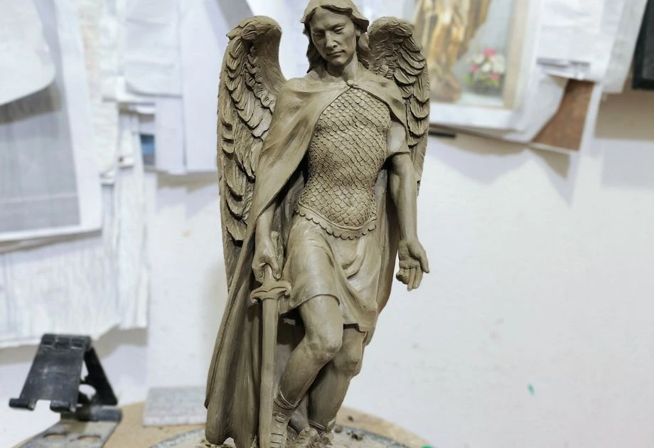 Granite Statue of St. Michael in development