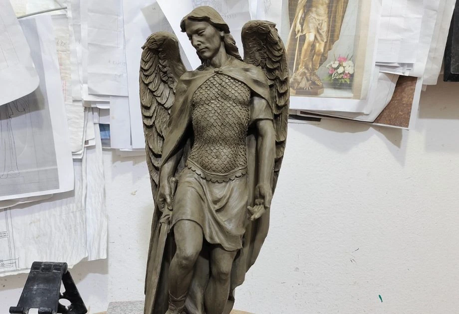 Granite Statue of St. Michael in development