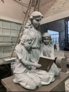 granite monument of a mother with her children