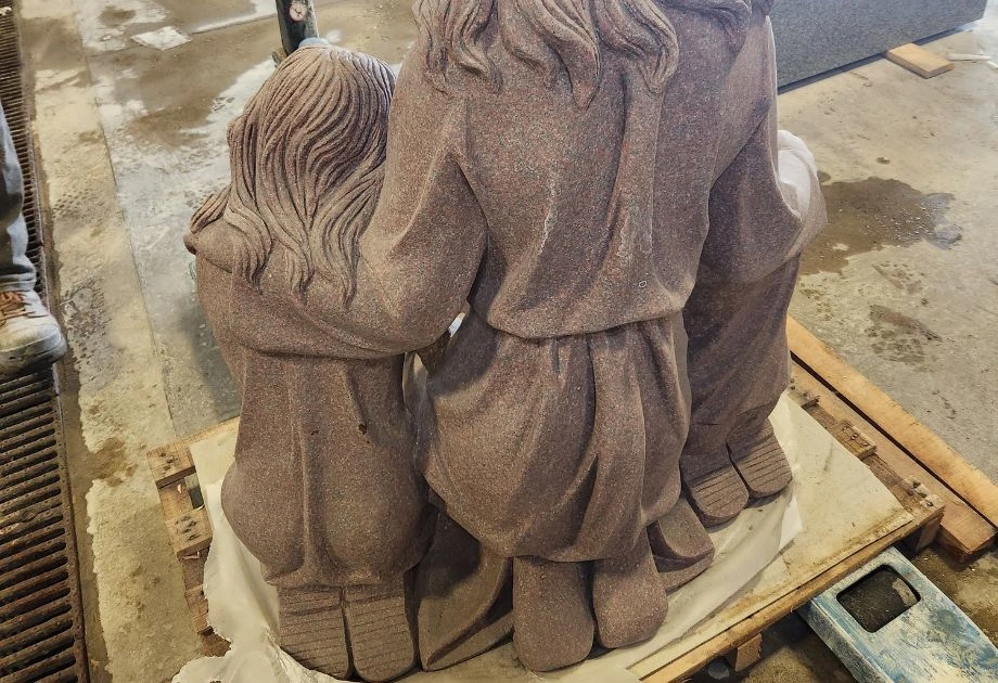 Mother & Children cemetery memorial made from granite - back