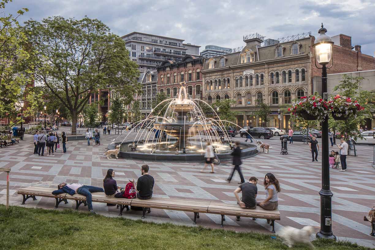 The granite plaza at Berczy Square