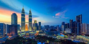 kuala lampur skyline at twilight