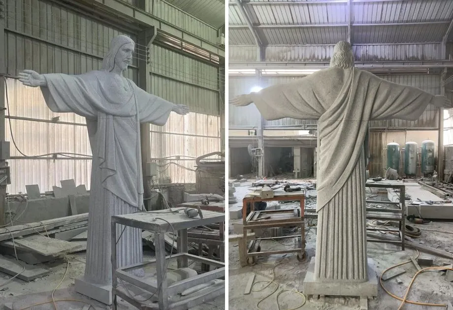 Large Granite Christ the Holy Redeemer Statue