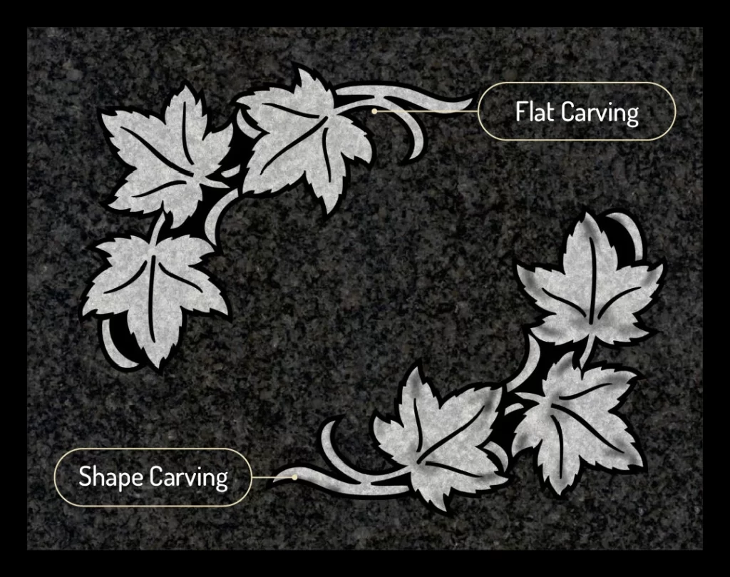 Flat vs shape carved granite maple leaves