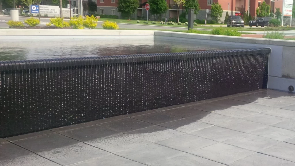 Granite dripping water fountain at a business in LaSalle