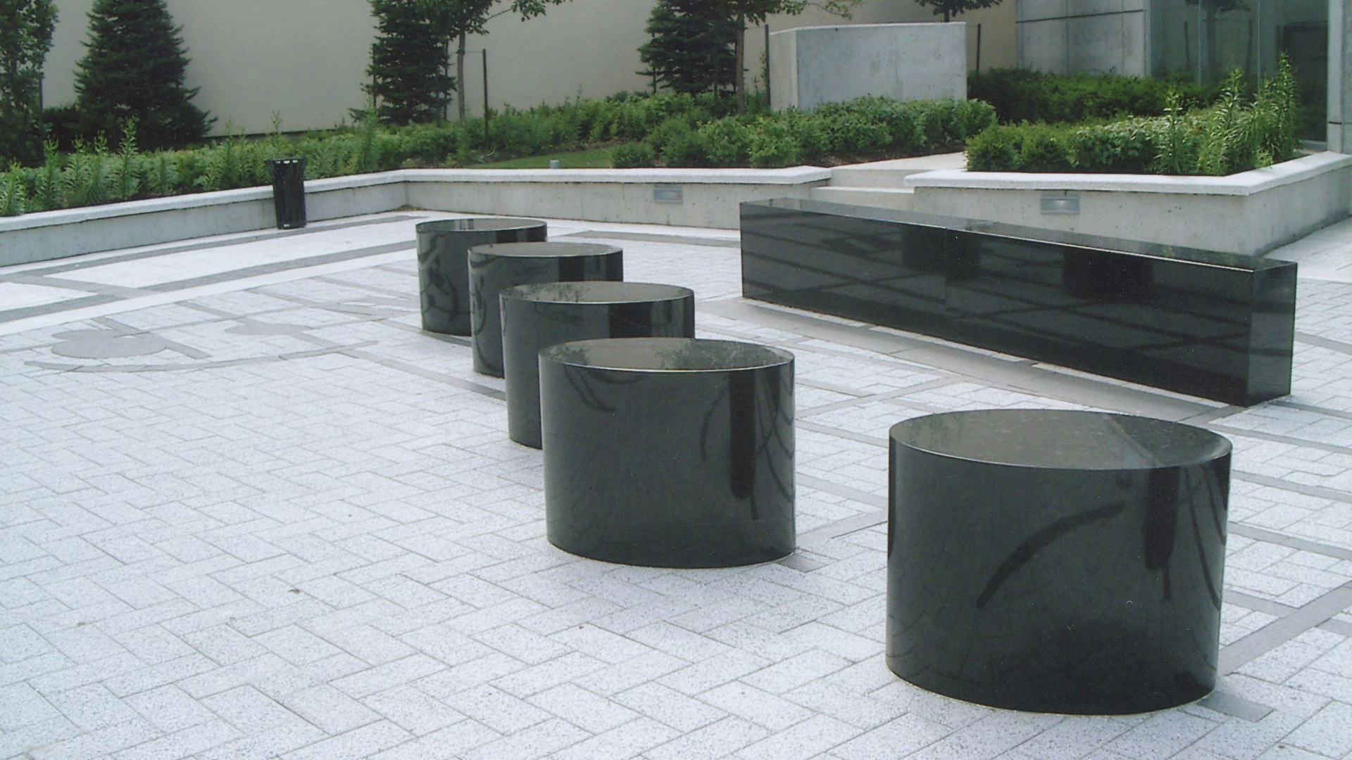 Black granite bollards