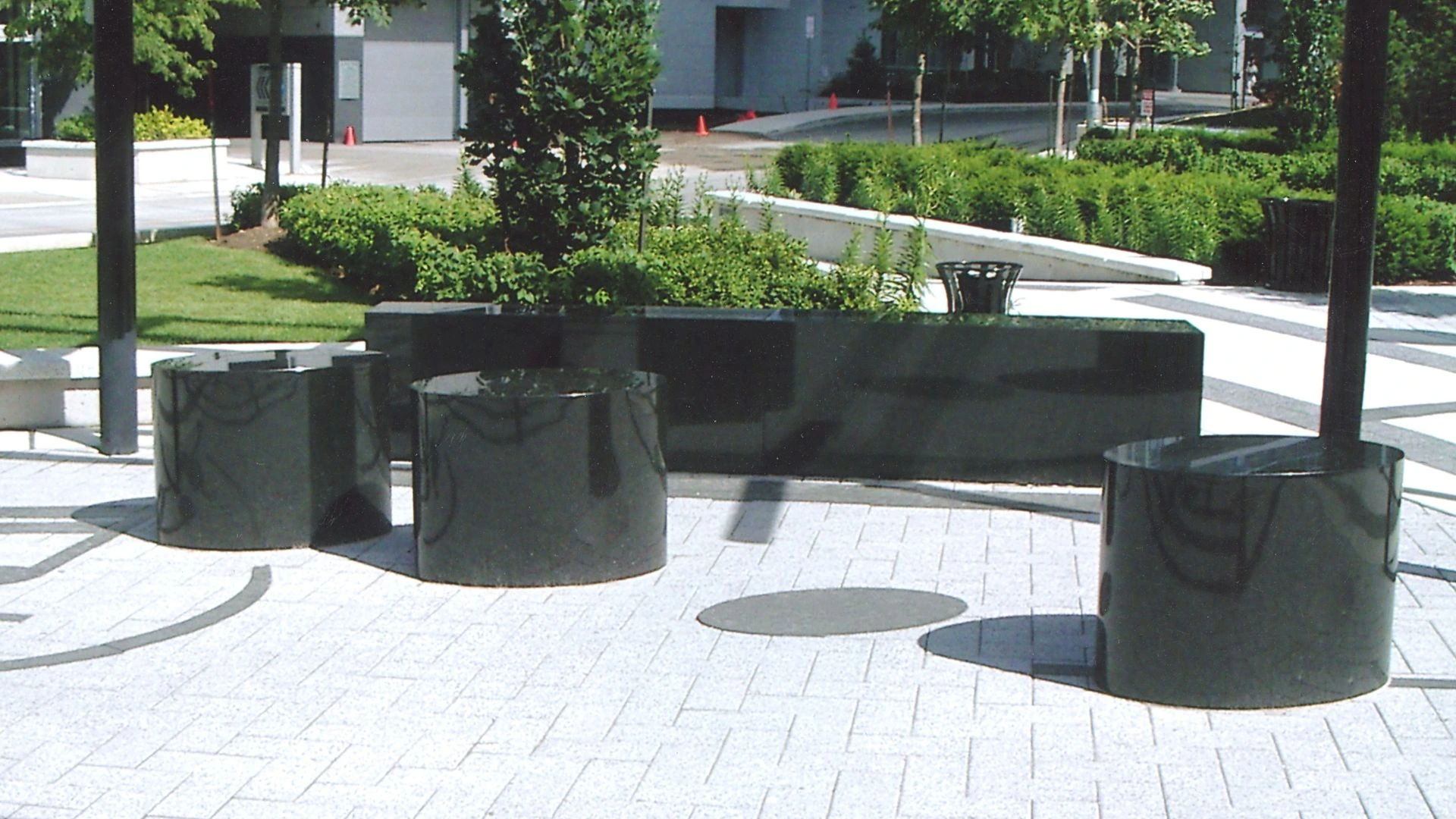 Black granite bollards