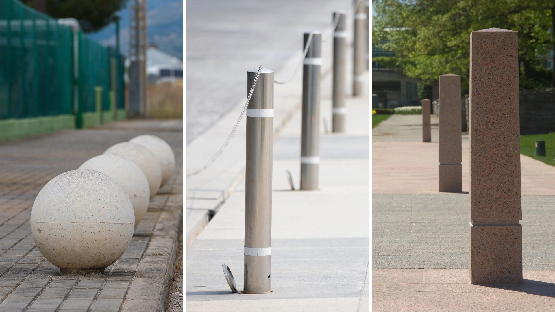 Types of bollards - concrete, metal and granite